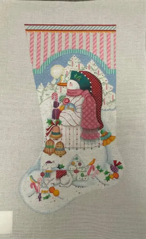 * Melissa Shirley 729D Peppermint Stick Snowman Stocking- 18m