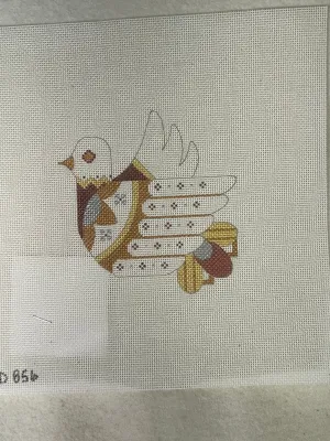 * SALE / Quail Run Designs CD856 White and Gold Bird