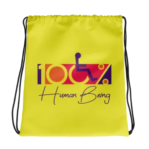 100% Human Being (Yellow Drawstring Bag)