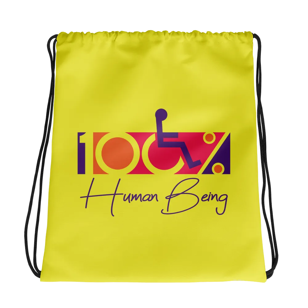 100% Human Being (Yellow Drawstring Bag)