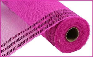 10" Border Stripe Metallic Mesh: Hot Pink w/ Hot Pink Foil (10 Yards) RE850211