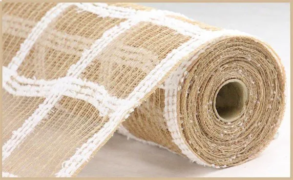 10" Drift/Jute Check: Natural, White (10 Yards) RY810718