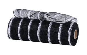 10" Vertical Wide Stripe Mesh: Black, White (10 Yards) RE8903E7