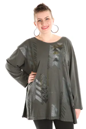 1230 Hemp Cotton Top Dark Olive Printed