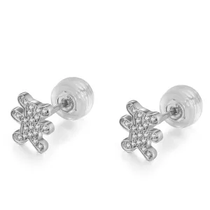 14K Solid Gold Bear Stud Earring Exclusively Handcrafted 0.093 Carat Natural Diamond (H-F Color, VS1-VS2 Clarity)
