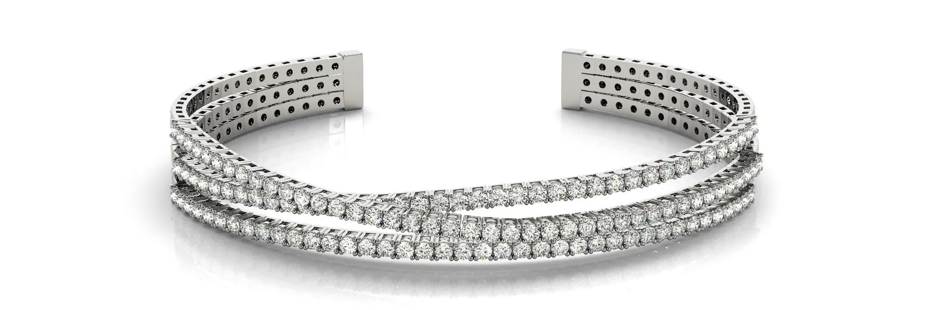 14K White Gold Diamond Criss-Cross Cuff (3.50ctw)
