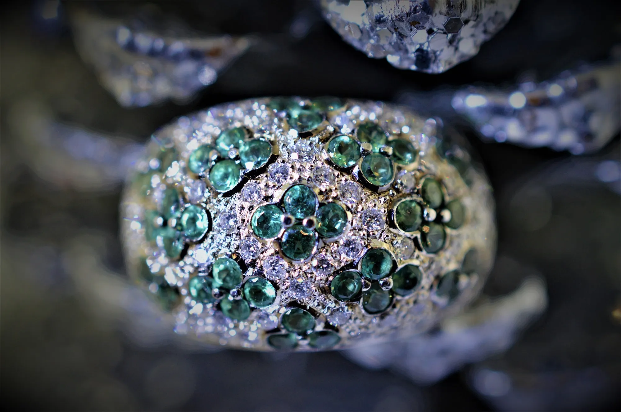 14K White Gold LeVian Alexandrite and Diamond Dome Ring