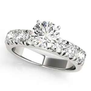 14K White Gold Round Brilliant Diamond Engagement Ring With Pave Accents (1.88ctw)