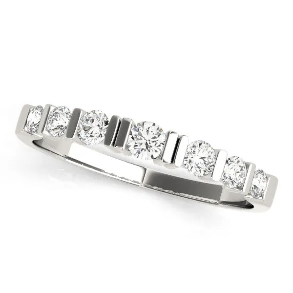 14K White Gold Round Brilliant Diamond Wedding Set With Vertical Channel Diamond Accents