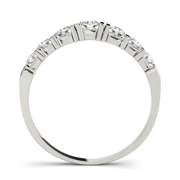 14K White Gold Round Brilliant Diamond Wedding Set With Vertical Channel Diamond Accents