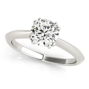 14K White Gold Round Brilliant Double Prong Knife Edge Solitaire Ring (1ct)