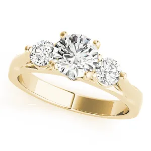 14K Yellow Gold Round Brilliant Diamond Three Stone Engagement Ring (1.38ctw)
