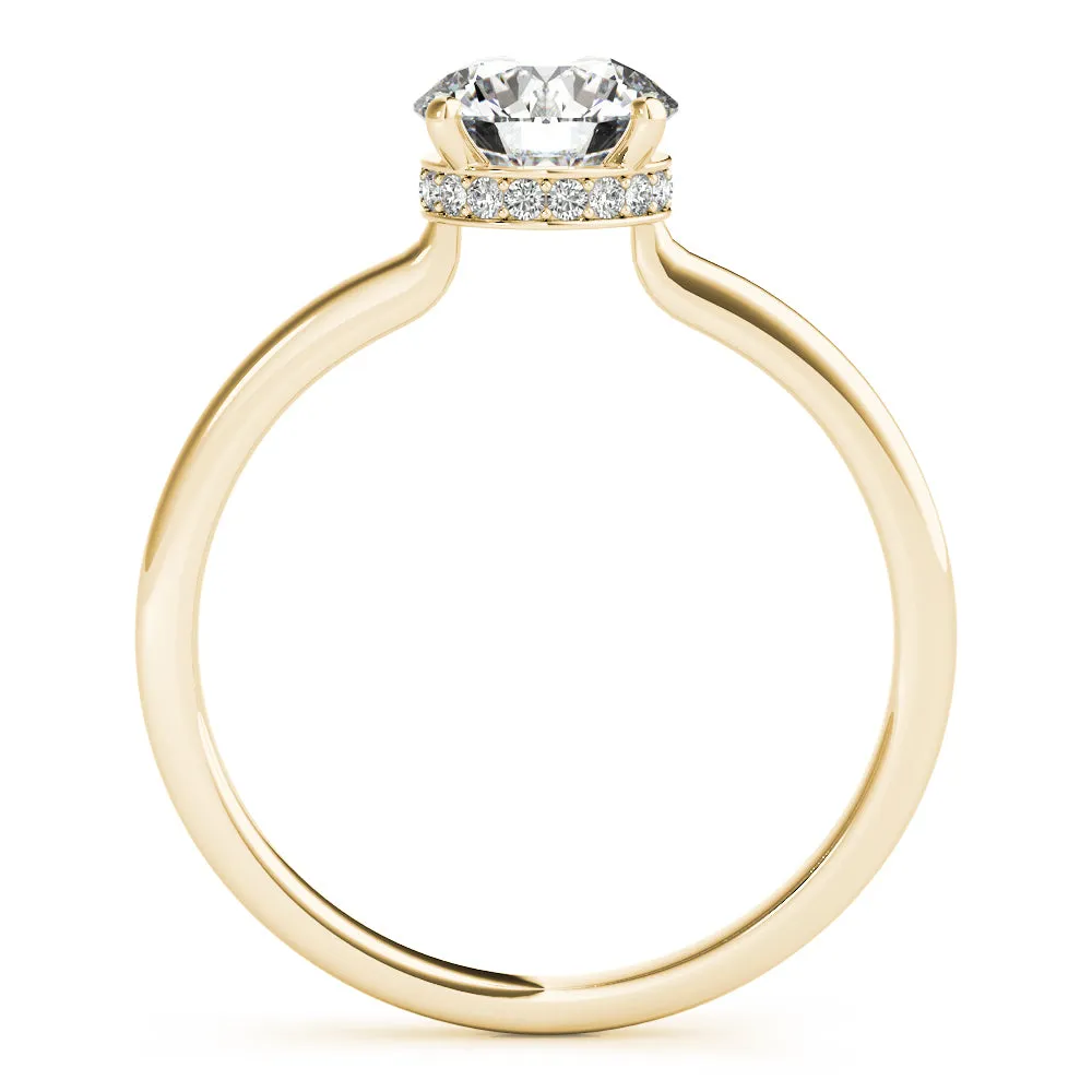 14K Yellow Gold Round Brilliant Hidden Halo Open Gallery Diamond Engagement Ring (1.10ctw)