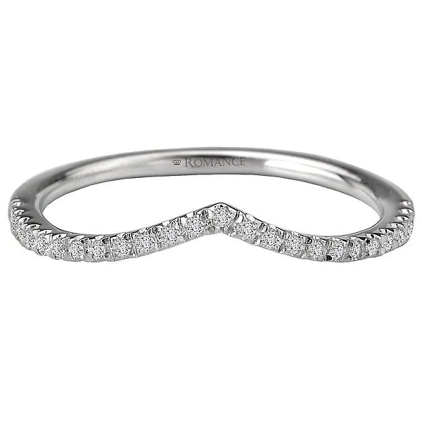 14kt White Gold Curved Wedding Band