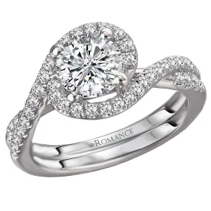 14kt White Gold Halo Semi-Mount Diamond Ring