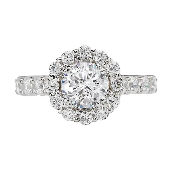 14kt White Gold Halo Semi-Mount Diamond Ring