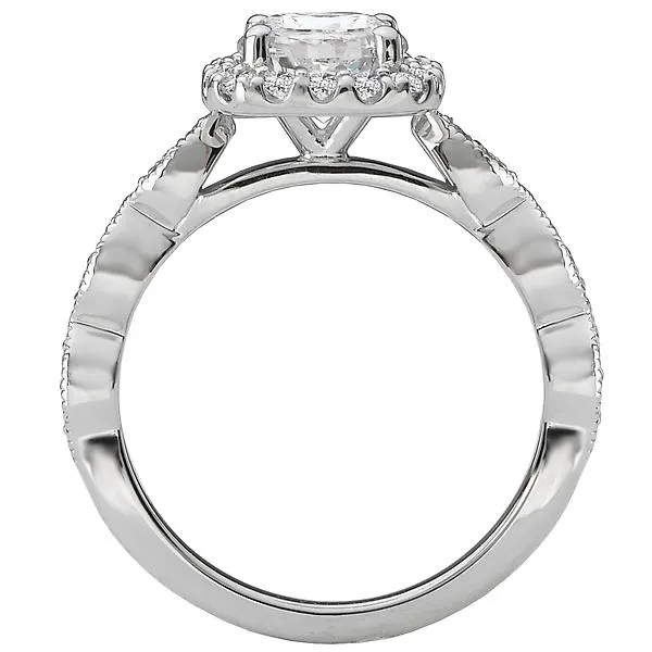 14kt White Gold Halo Semi Mount Ring