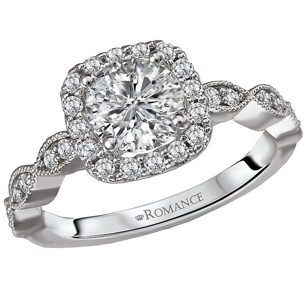 14kt White Gold Halo Semi Mount Ring