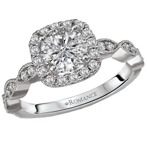 14kt White Gold Halo Semi Mount Ring