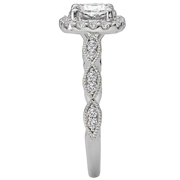 14kt White Gold Halo Semi Mount Ring