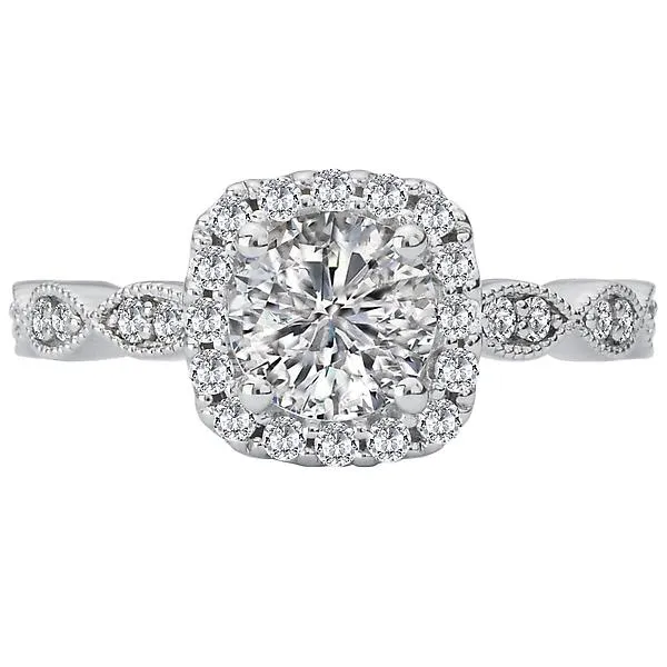 14kt White Gold Halo Semi Mount Ring