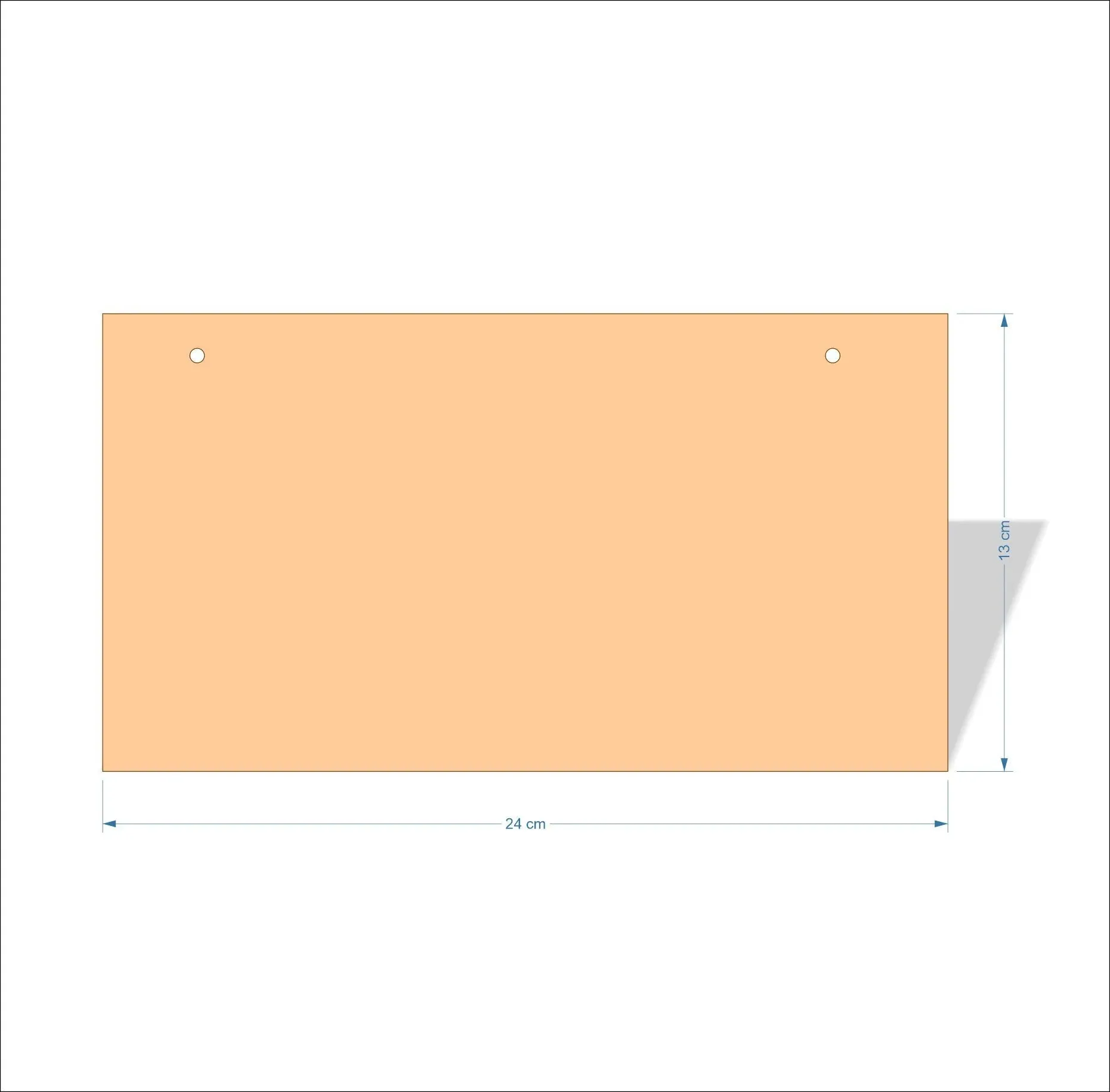24 cm Wide Blank board plaques with square corners - plywood