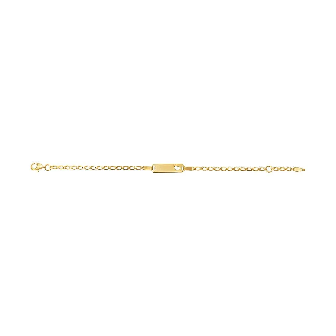 9ct Yellow Gold Silver Infused Cut Out Heart Foldover Link ID Bracelet