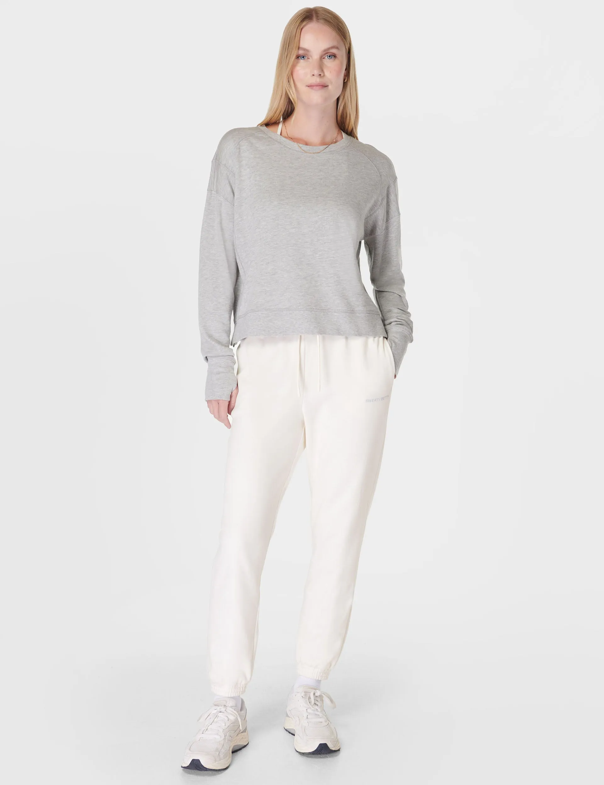After Class Crop Sweatshirt - Light Grey Marl