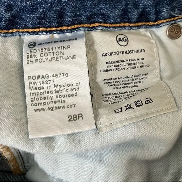 AG Ex Boyfriend Slim Slouchy Jeans 11 Years Interrupted Wash Destroyed AG-ED 28