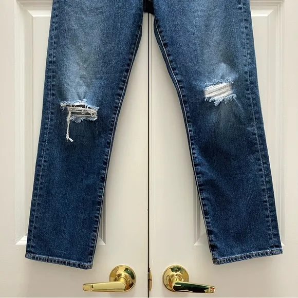 AG Ex Boyfriend Slim Slouchy Jeans 11 Years Interrupted Wash Destroyed AG-ED 28