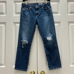 AG Ex Boyfriend Slim Slouchy Jeans 11 Years Interrupted Wash Destroyed AG-ED 28