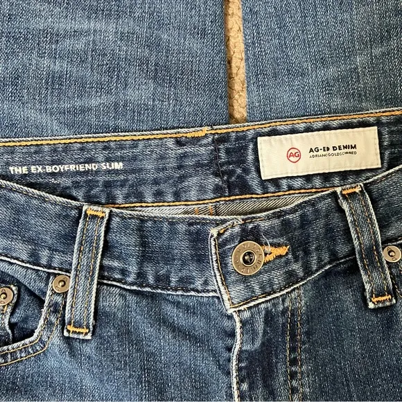 AG Ex Boyfriend Slim Slouchy Jeans 11 Years Interrupted Wash Destroyed AG-ED 28