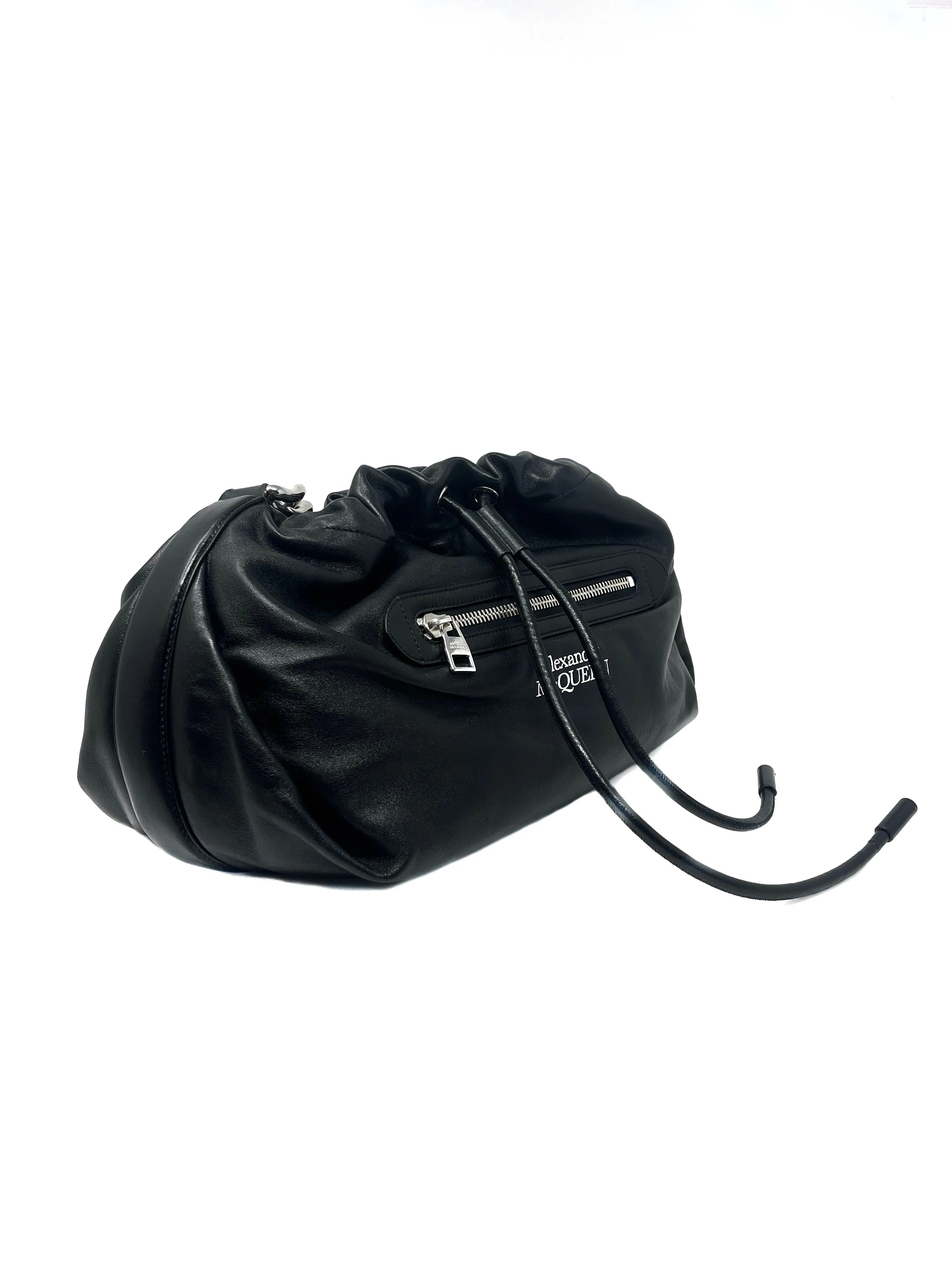 Alexander McQueen Black '22 'The Ball Bundle' Leather Chain Shoulder Bag