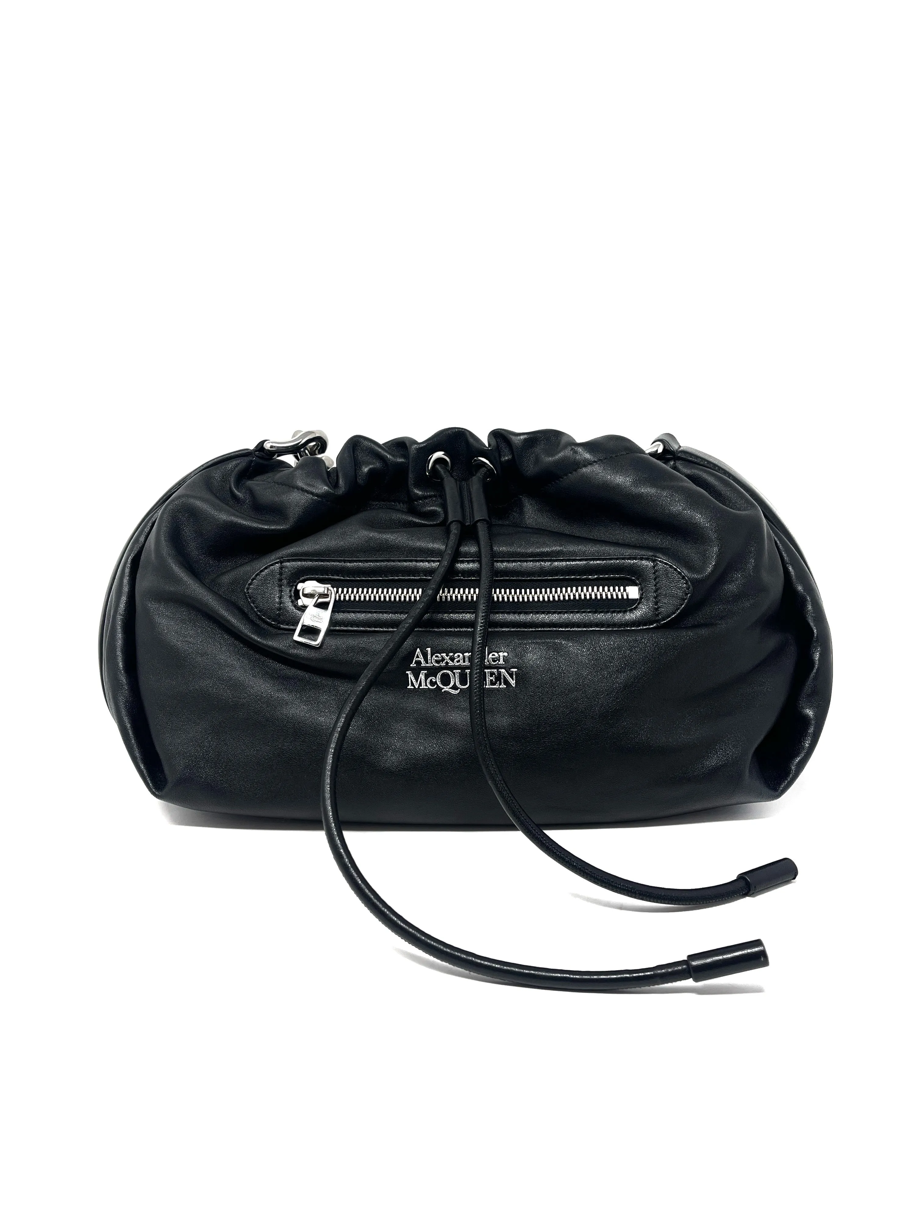Alexander McQueen Black '22 'The Ball Bundle' Leather Chain Shoulder Bag