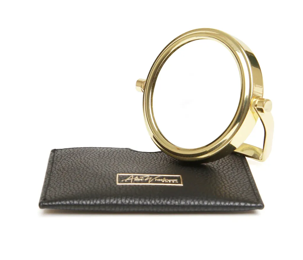 Alice Wheeler Travel Mirror & Case - 7x Magnification Black