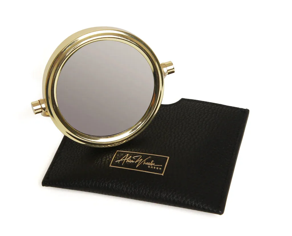 Alice Wheeler Travel Mirror & Case - 7x Magnification Black