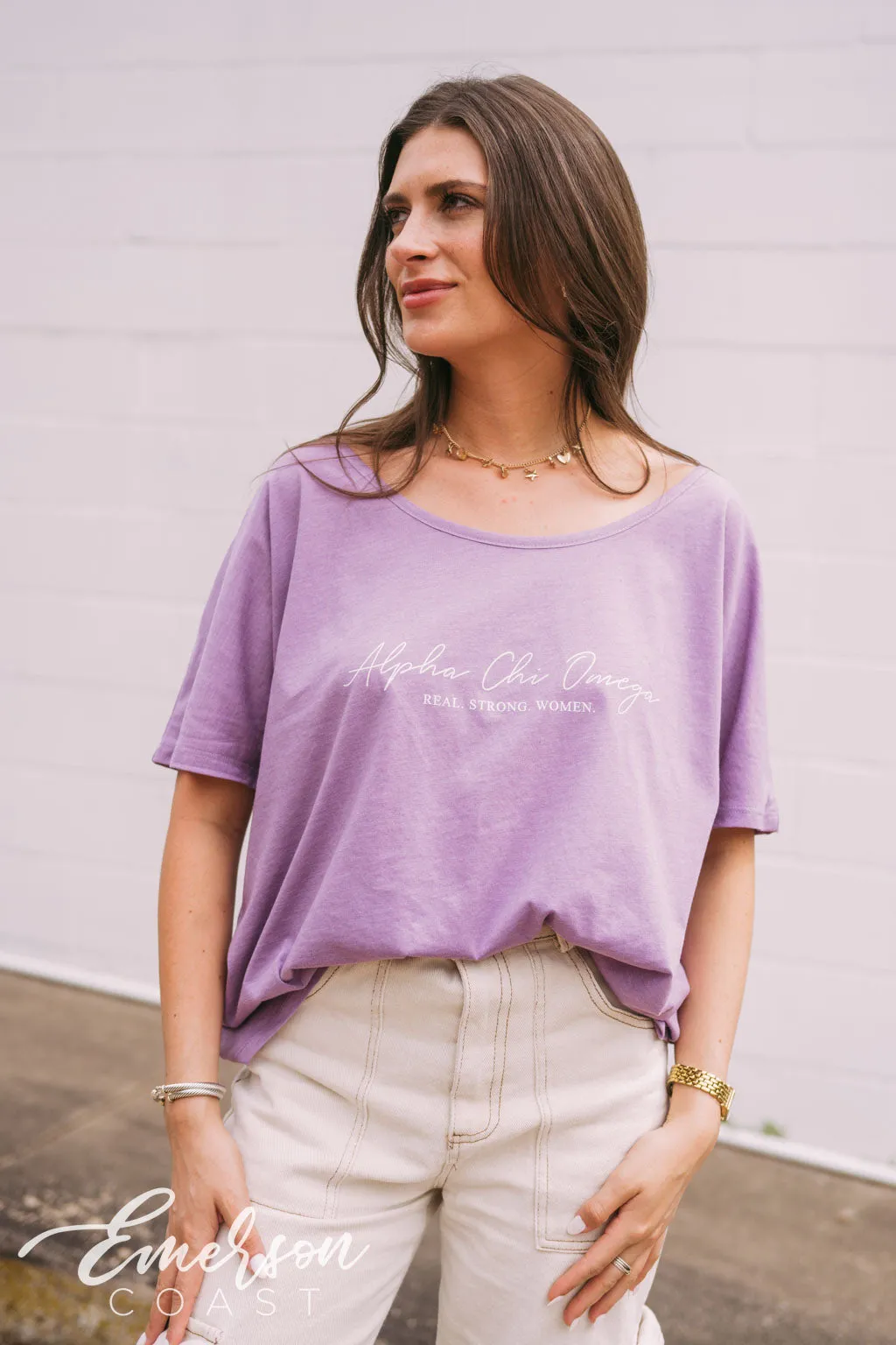 Alpha Chi Omega Lavender Slouchy Tee