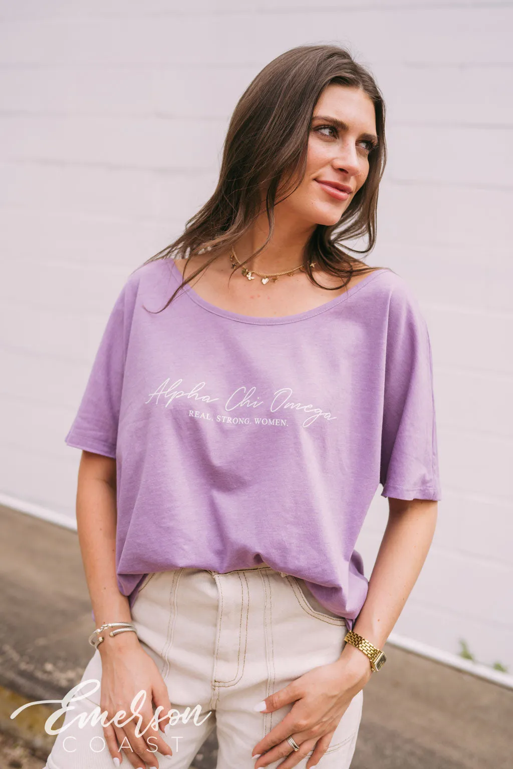 Alpha Chi Omega Lavender Slouchy Tee