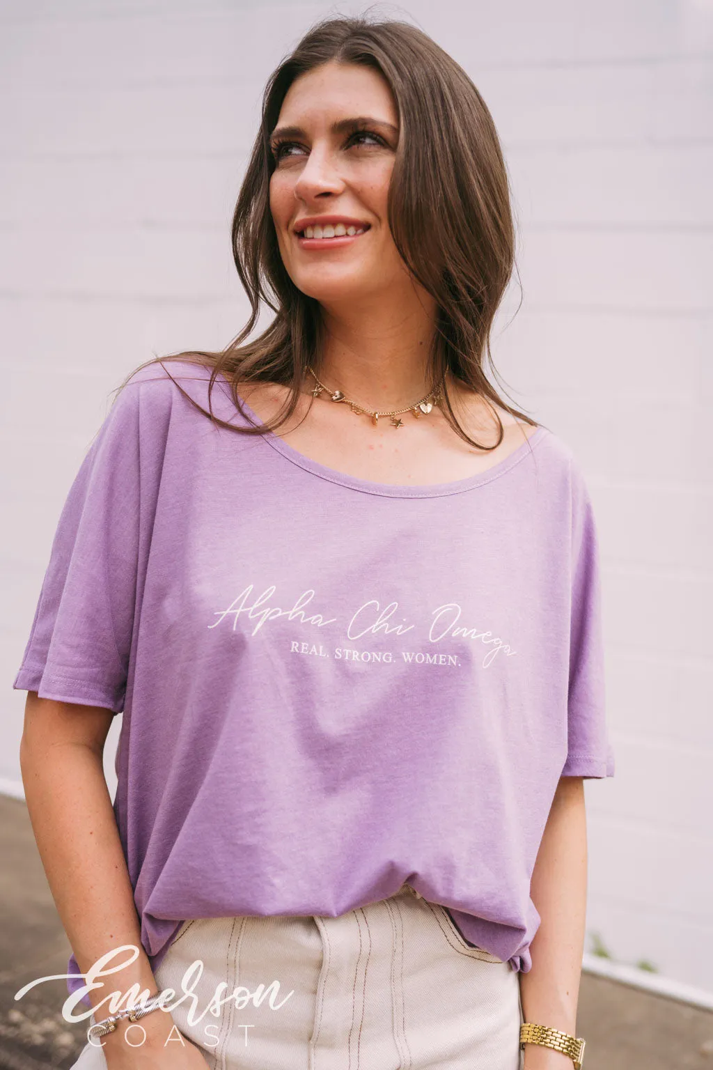 Alpha Chi Omega Lavender Slouchy Tee