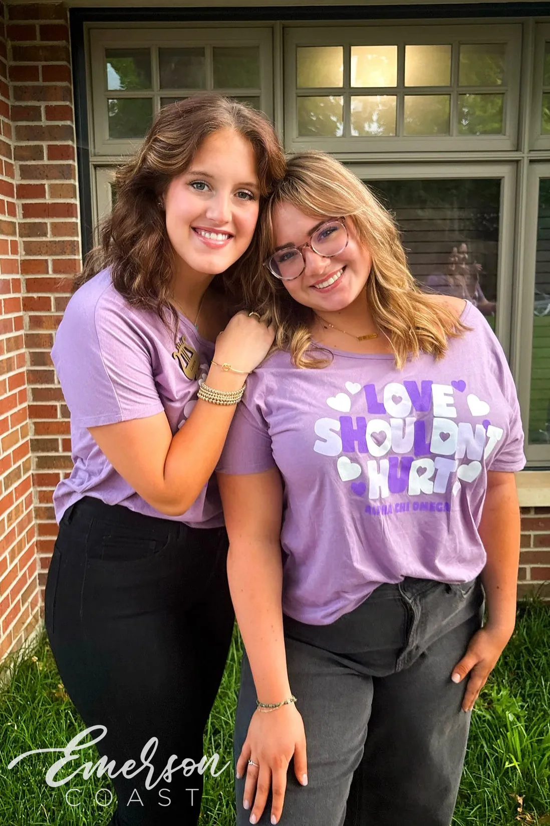 Alpha Chi Omega Love Shouldn't Hurt Lavender Slouchy Tee