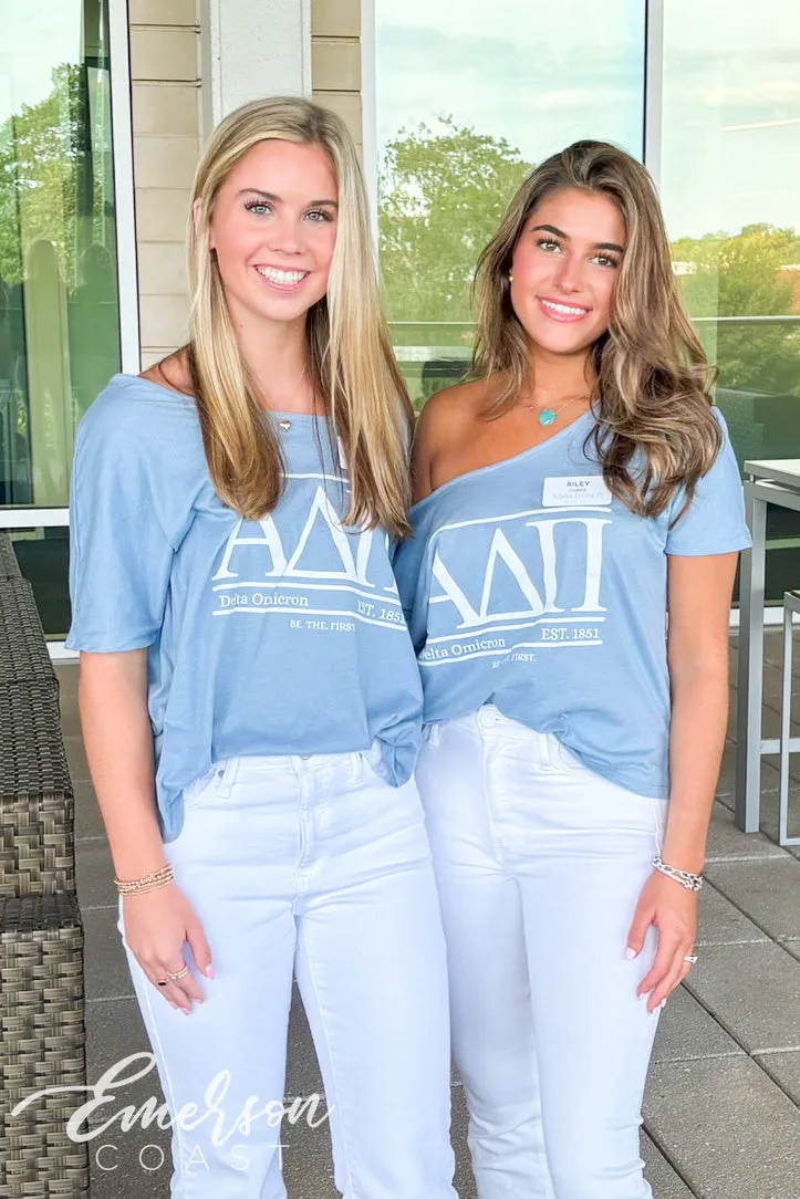 Alpha Delta Pi Light Blue Custom Slouchy Tee