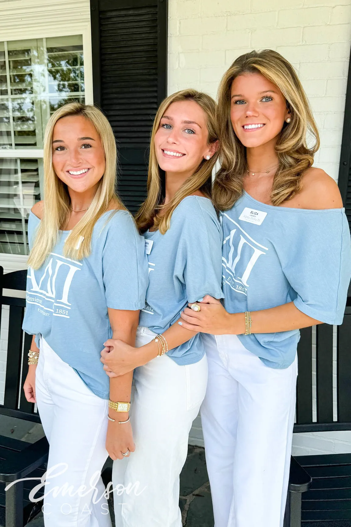 Alpha Delta Pi Light Blue Custom Slouchy Tee