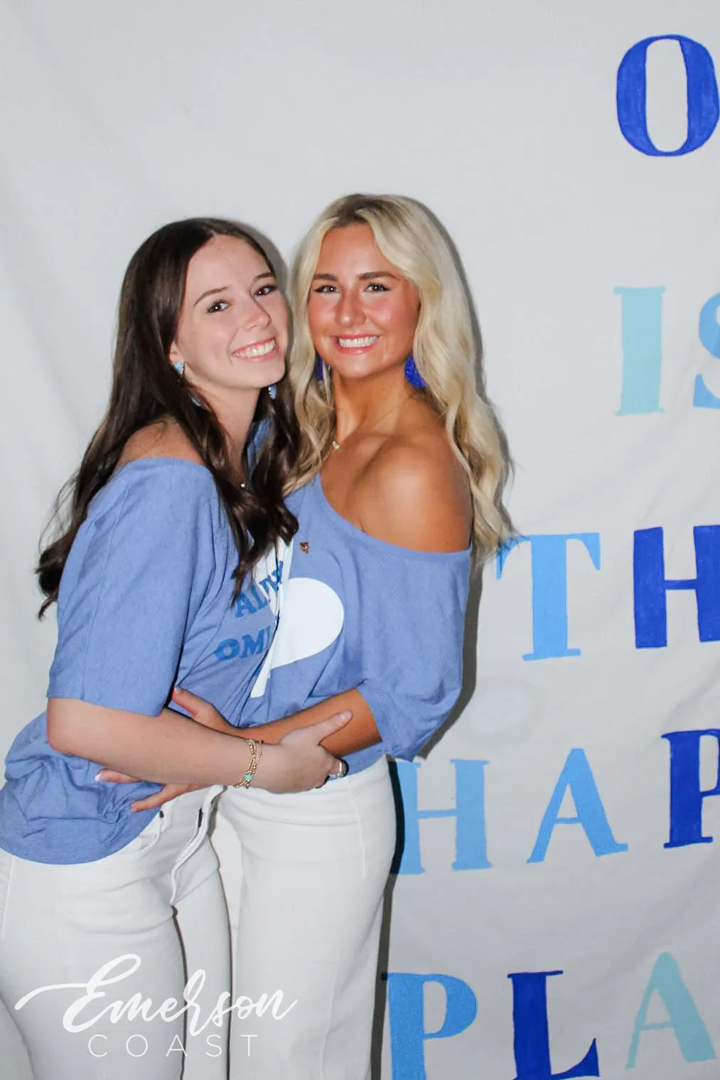 Alpha Omicron Pi Blue Heart Slouchy Tee