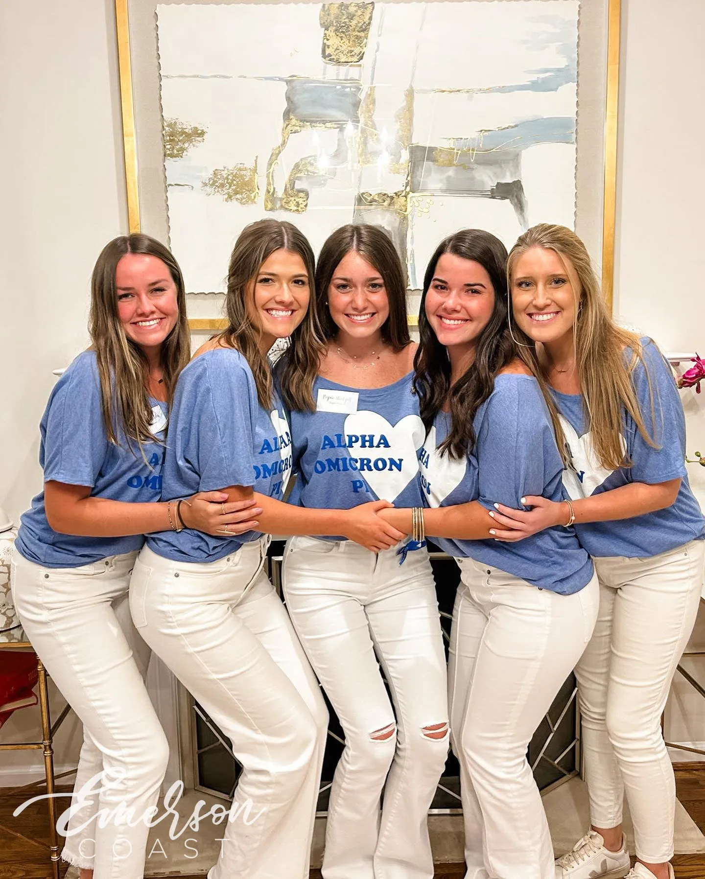 Alpha Omicron Pi Blue Heart Slouchy Tee