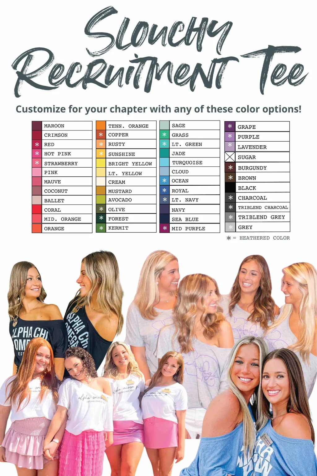 Alpha Omicron Pi White Recruitment Slouchy Tee