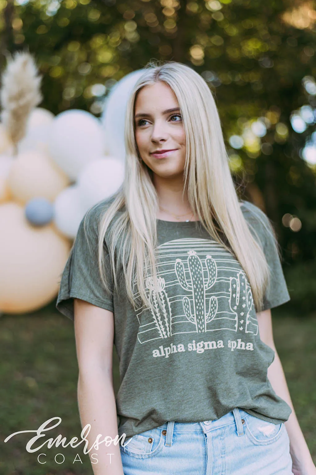 Alpha Sigma Alpha Cactus Olive Tee