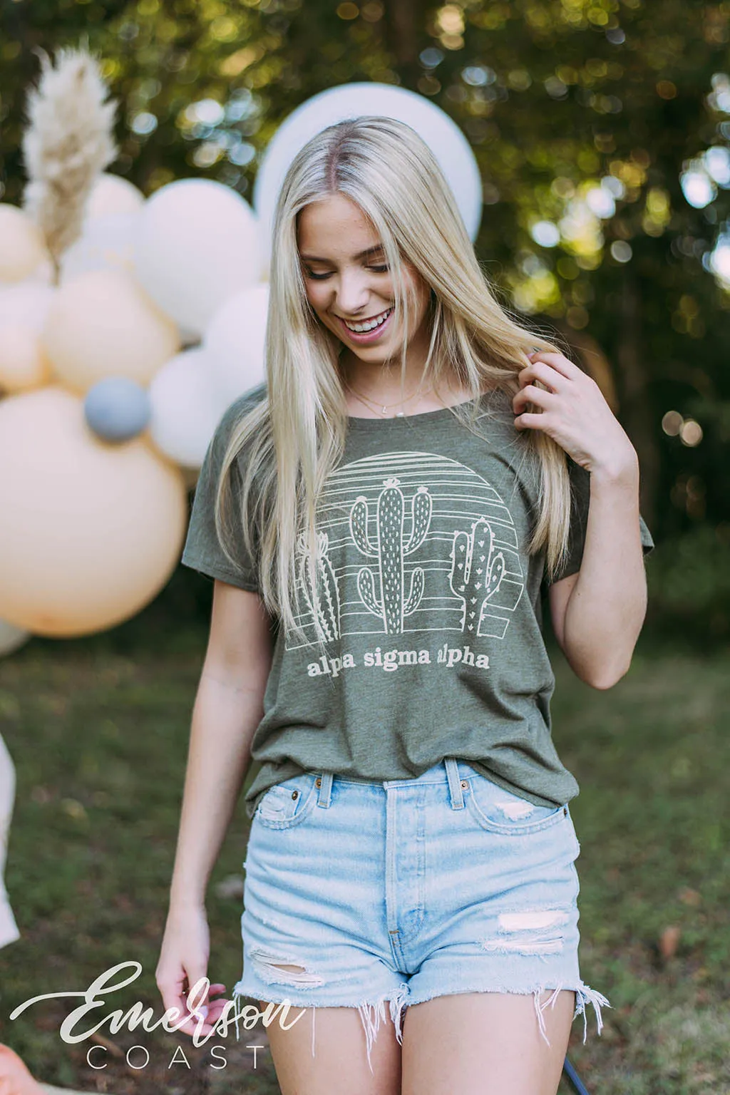 Alpha Sigma Alpha Cactus Olive Tee