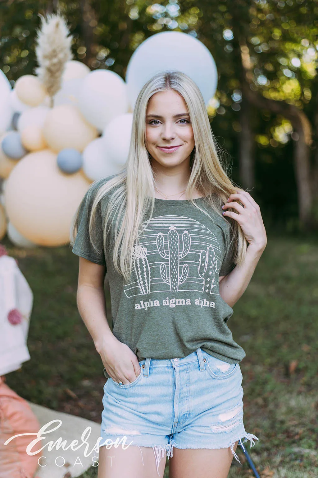 Alpha Sigma Alpha Cactus Olive Tee