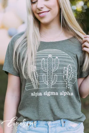 Alpha Sigma Alpha Cactus Olive Tee
