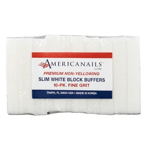 AmericaNails - Slim White Block Buffers 120 Grit 10ct